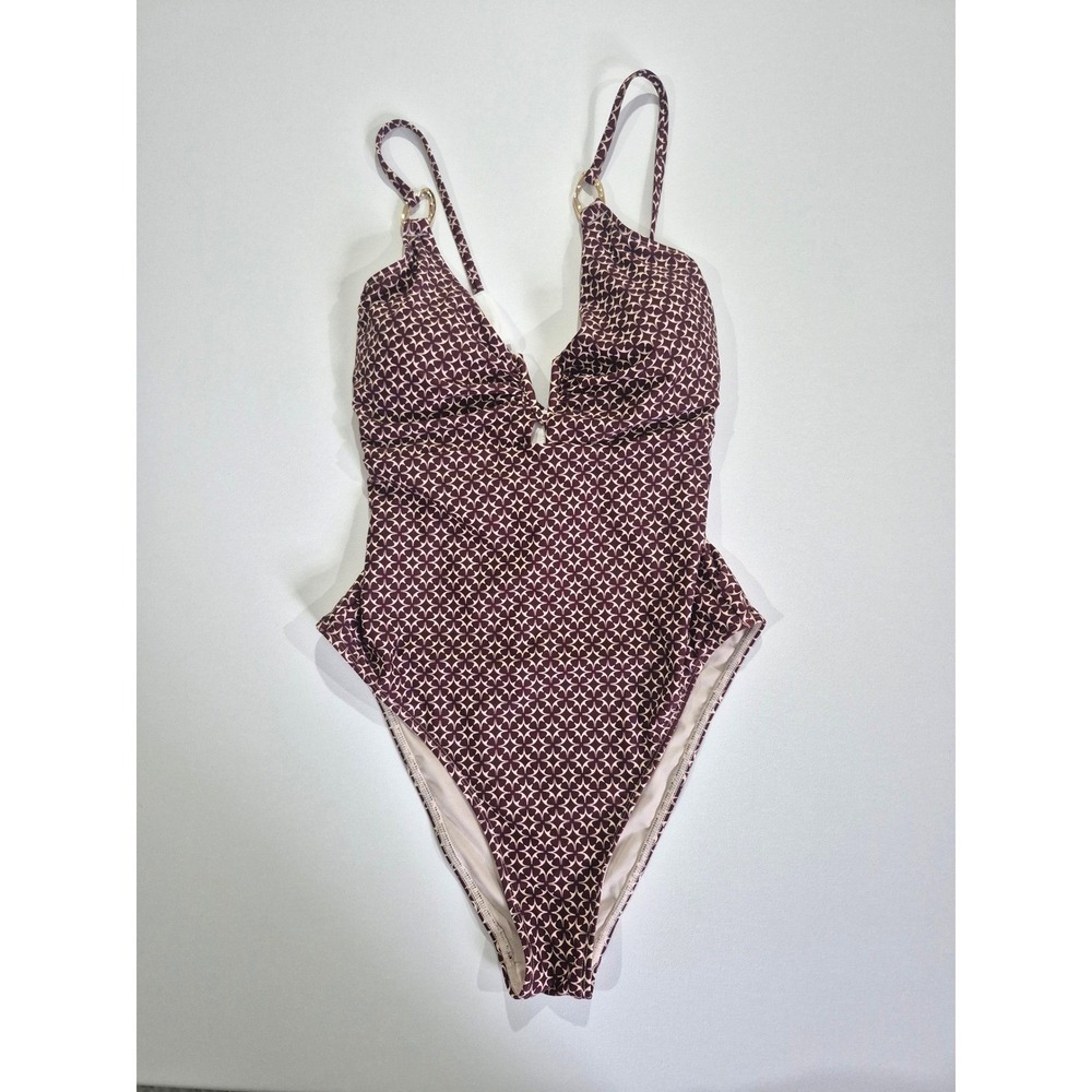 Cupshe Womens Brown Geometric One Piece Swimsuit‎ NWT Size L